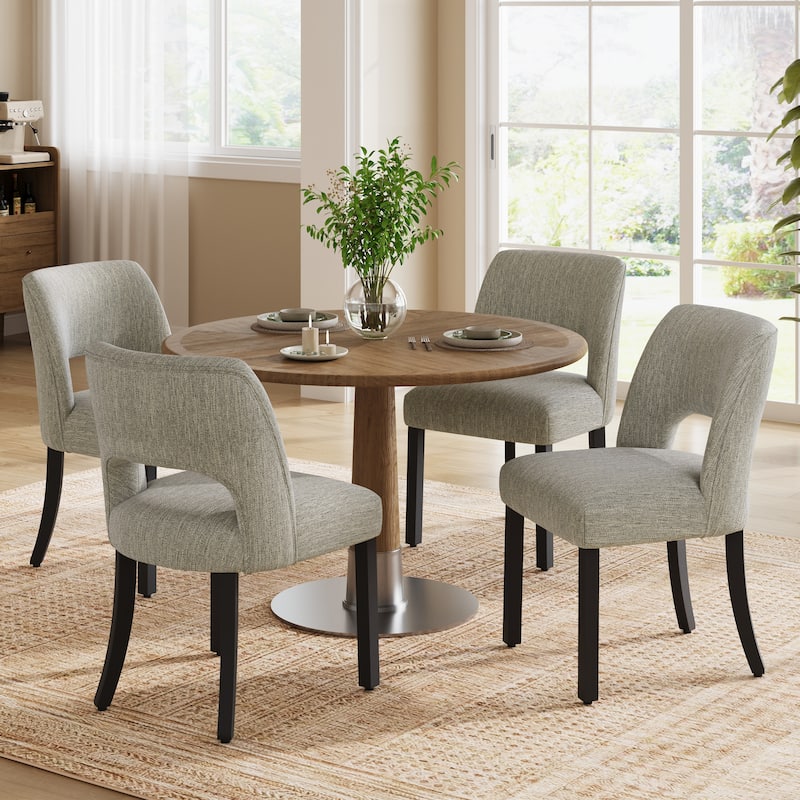 Set of 2/4/6 Modern Fabric Upholstered Dining Room Chair Kitchen Chairs with Wood legs - Set of 4 - Grey