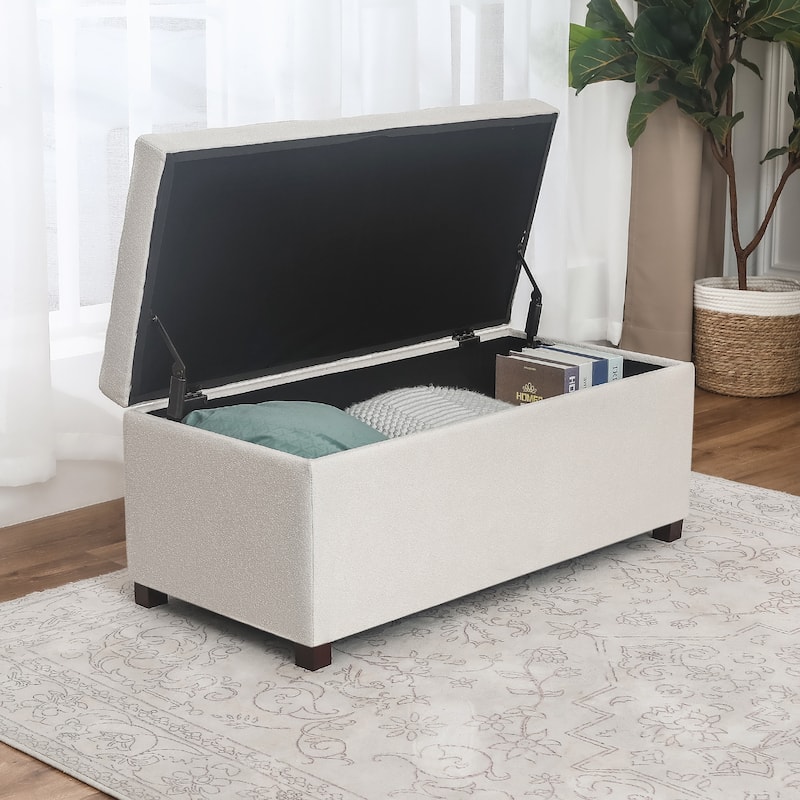 Adeco Rectangle Storage Ottoman Bench for Living Room Bedroom