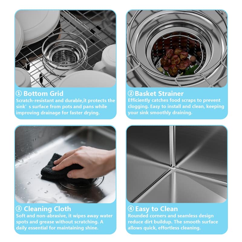 WOWOW Drop-In/Undermount Single Bowl Kitchen Sink