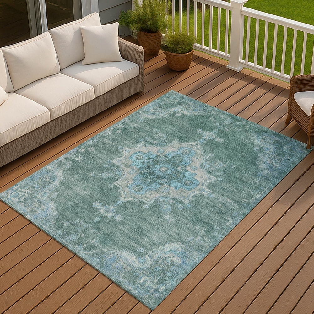 Machine Washable Indoor/ Outdoor Traditional Tabriz Chantille Rug