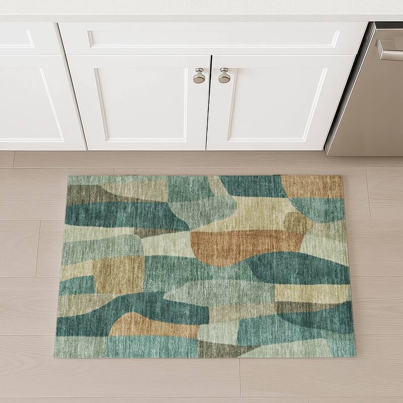 Machine Washable Indoor/ Outdoor Contemporary Layers Chantille Rug