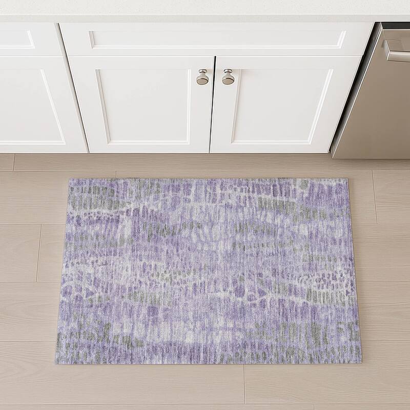 Machine Washable Indoor/ Outdoor Modern Imprints Chantille Rug