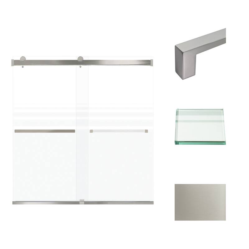 Transolid BRP606208F-S 62" High x 60" Wide Bypass Frameless Shower - Brushed Stainless