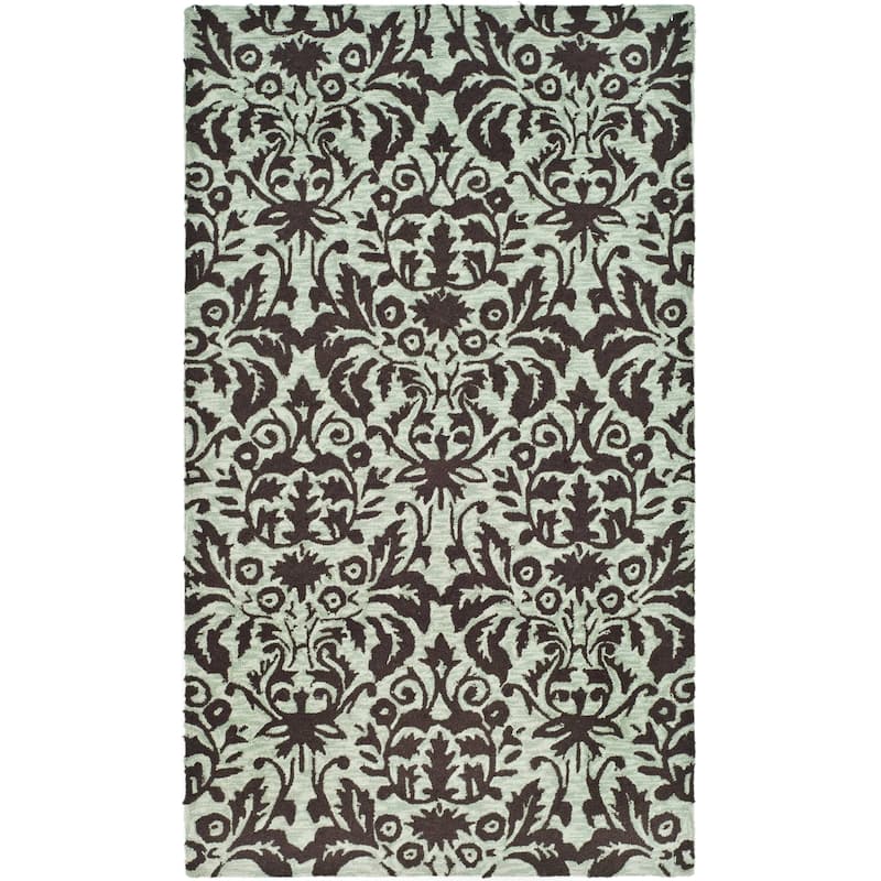 SAFAVIEH Handmade Chelsea Duschka French Country Wool Rug - 2'9" x 4'9" - Sage/Chocolate