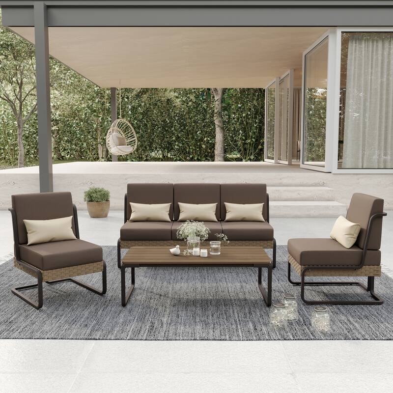 Corvus Akrotiri 4-piece Outdoor Wicker Conversation Set