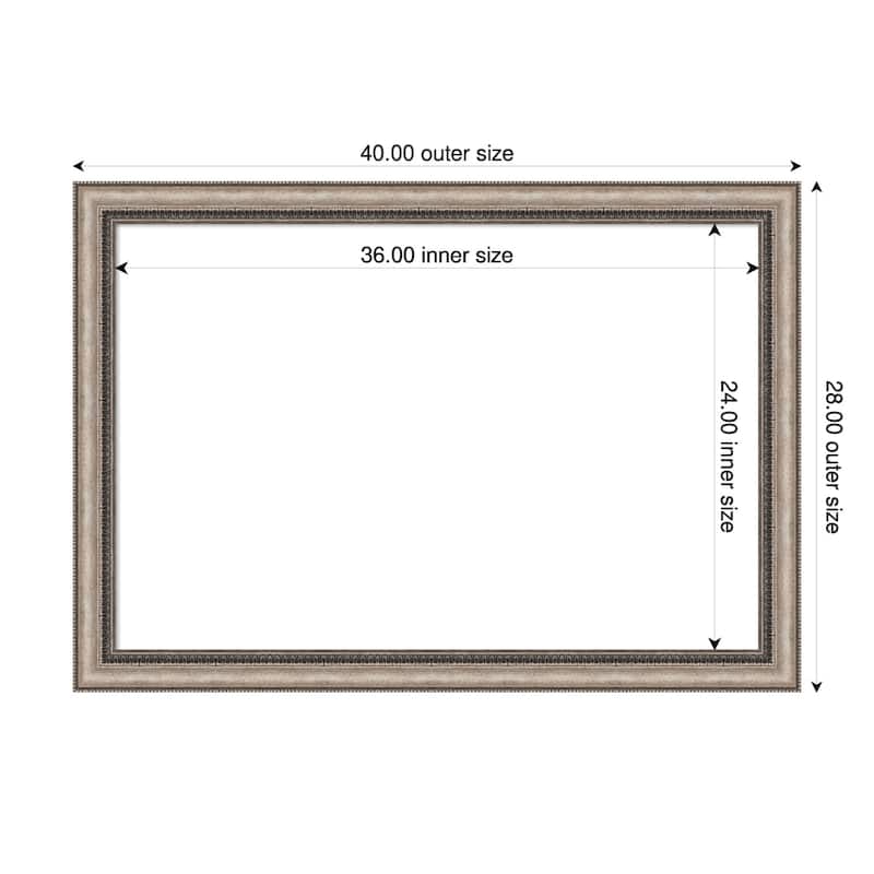 Amanti Art Lyla Ornate Silver Framed Dry Erase Magnetic Board - 40 x 28 in