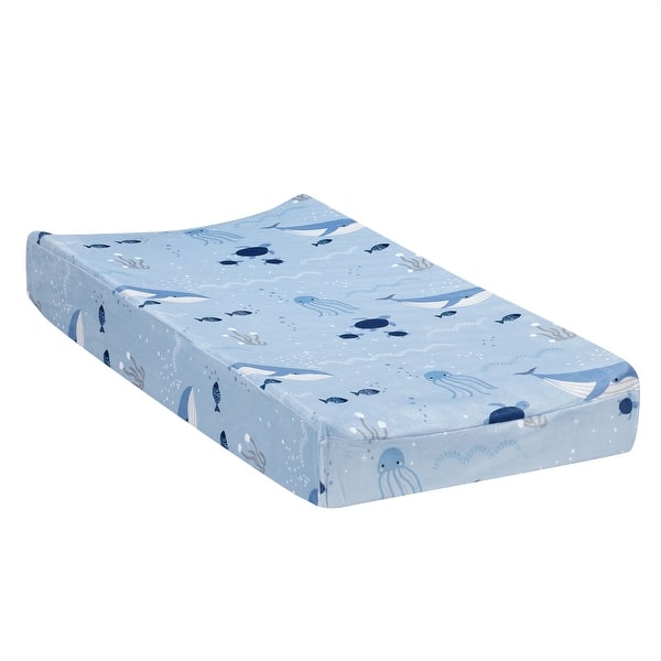 slide 2 of 5, Lambs & Ivy Bubbles and Squirt Underwater Whale/Fish Soft Changing Pad Cover