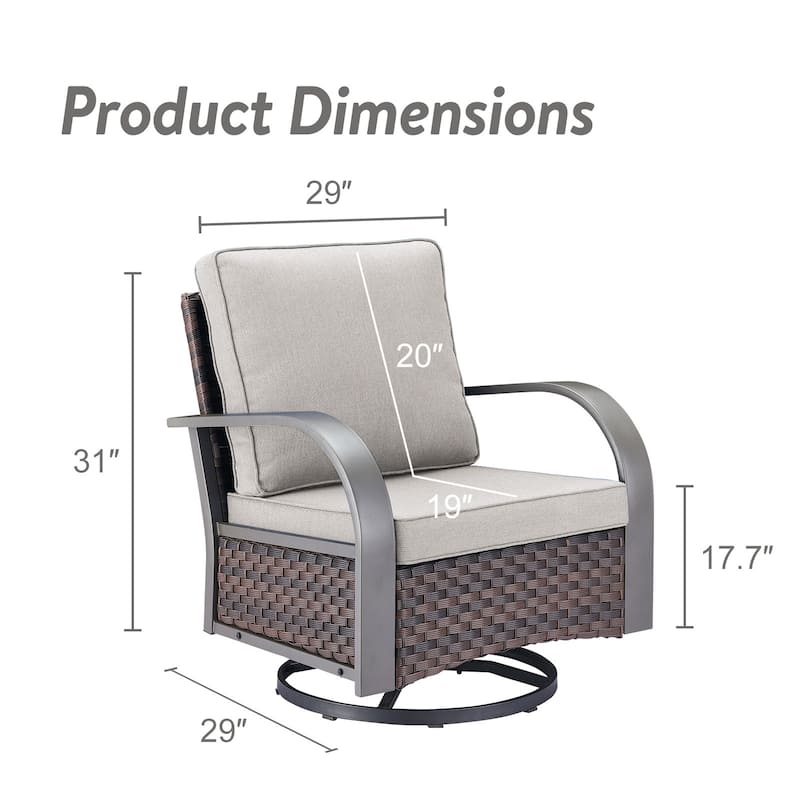 Gymojoy Industrial Style Outdoor Wicker Swivel Glider Chairs Set of 2