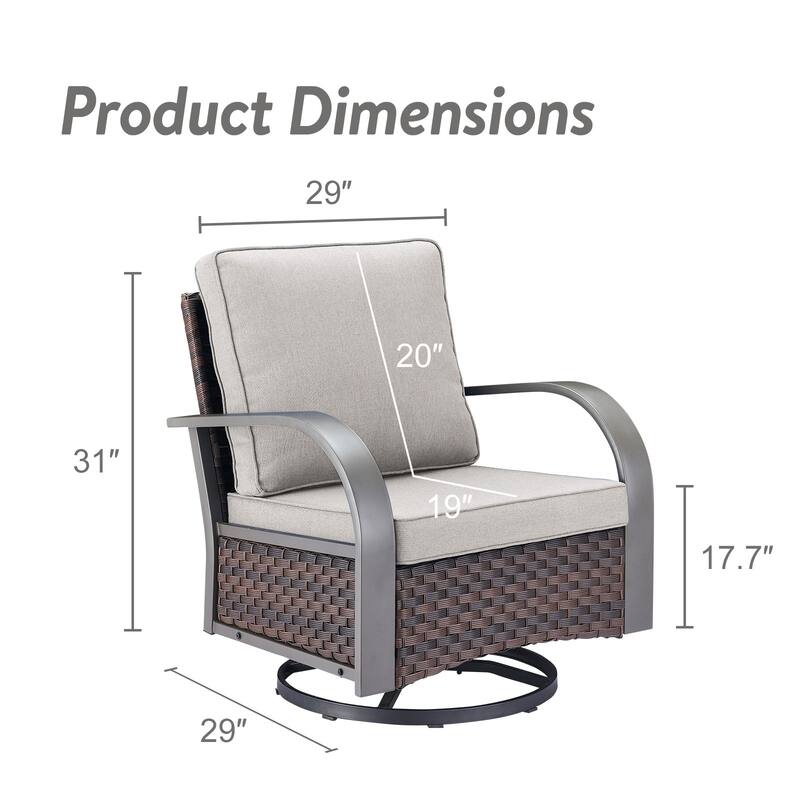 Gymojoy Industrial Style Outdoor Wicker Swivel Glider Chairs Set of 2