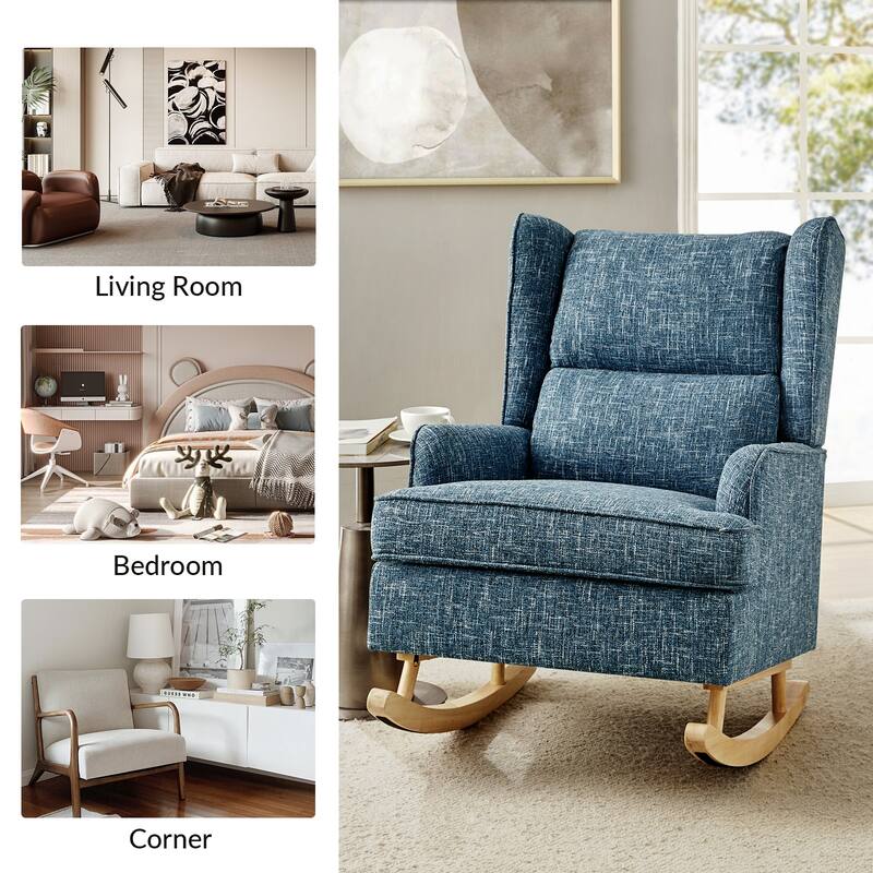 Antolin Modern Rocking Chair with Upholstery Removable Cushions Set of 2 by HULALA HOME