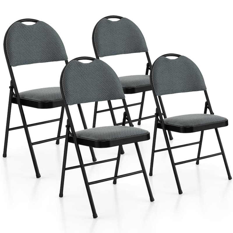 Costway 4 Pack Folding Chairs Portable Padded Office Kitchen Dining - See Details - Grey