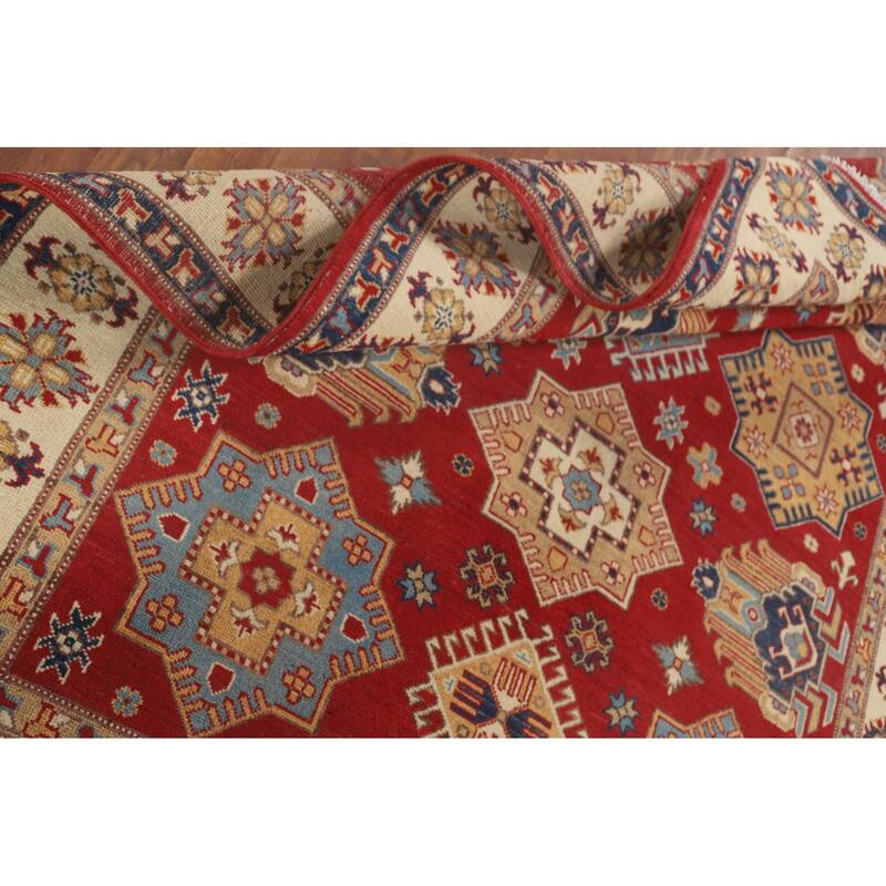 Red Traditional Kazak Area Rug Handmade Wool Carpet - 5'6" x 7'7"