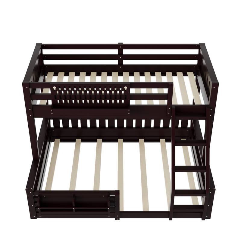 Wooden Bunk Bed of 3 Kinds Size with Pegboard, Bookshelf and Guardrails, Detachable Bunk Bed Convertible 2 Platform Beds