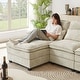 preview thumbnail 49 of 53, 113" Chenillle U Shaped Sectional Sofa with Toss Pillows
