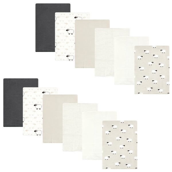 slide 1 of 1, Hudson Baby Flannel Burp Cloth 12pk, Taupe Sheep, One Size - Taupe Sheep - One Size One Size - Taupe Sheep