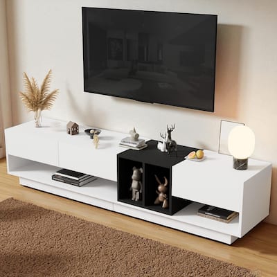 75 Inch Modern Two-Tone TV Stand with Storage, Media Console Cabinet with Drawers & Compartments for TVs Up to 80 Inch