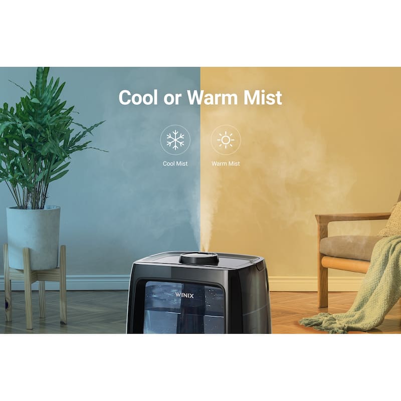 Winix Ultrasonic Warm and Cool Mist Humidifier, 120 Hrs. Run Time, 2 Gal. Tank, LightCel UVc-LED Treated Tank