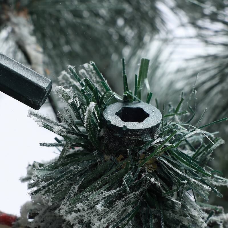 7.7Ft Full Artificial Snow-Flocked Christmas Tree - 92.5" H x 51.2" W x 51.2" D