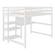 preview thumbnail 3 of 7, White Wooden Loft Bed with 3-Layer Shelves, Desk, and Writing Board, Full-Length Guardrail