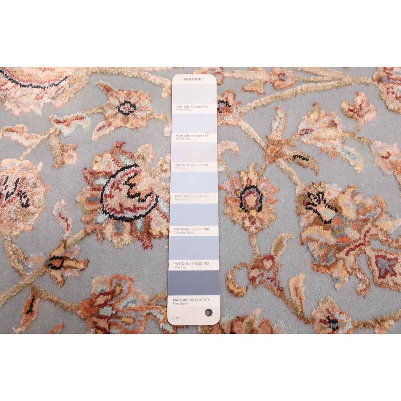 ECARPETGALLERY Hand-knotted Mirzapur Light Blue Viscose, Wool Rug - 5'7 x 7'10