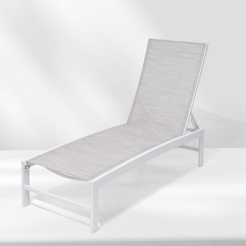 VredHom Outdoor Aluminum Adjustable Chaise Lounge Chairs (Set of 2) - 60.4 in L * 24.6 in W * 16.1/40.8 in H