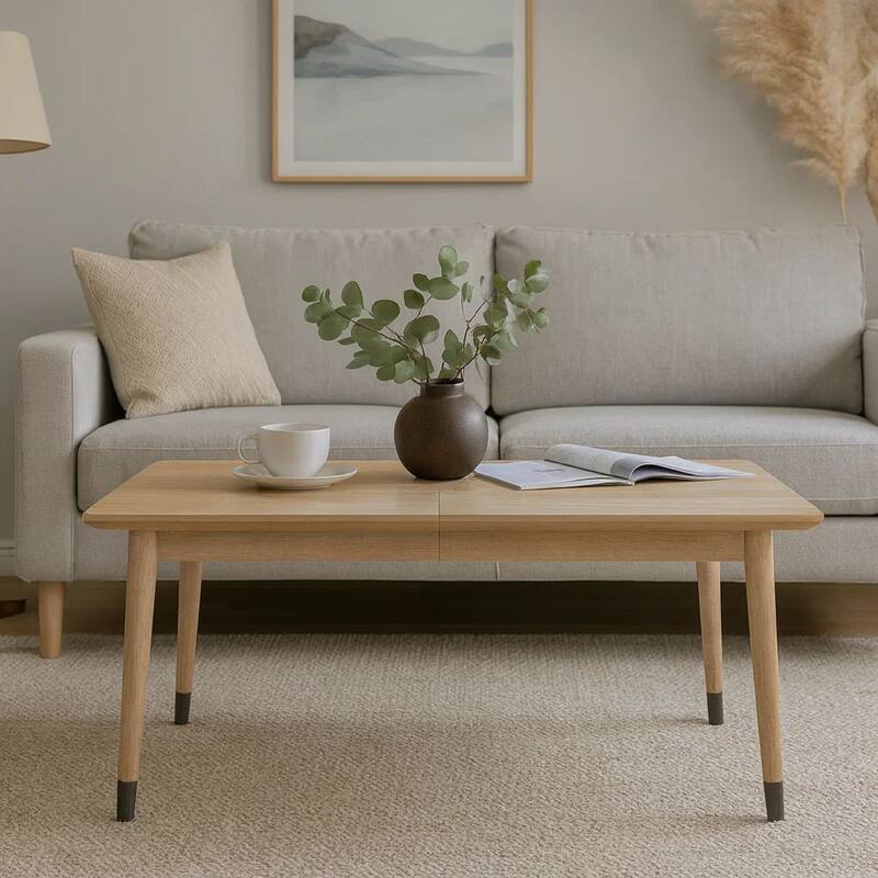 68-82 Inch Extendable Dining Table, Rectangular Top, Cone Legs, Brown Wood