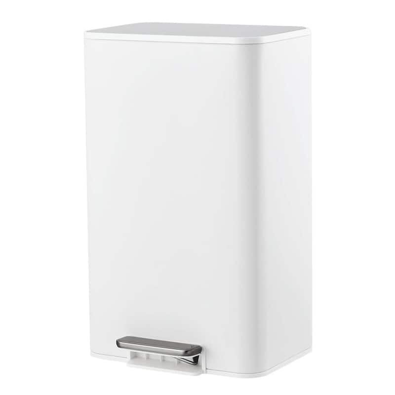 18L Soft-Close Lid Compact Stainless Steel Trash Can for Kitchen, Bathroom - White