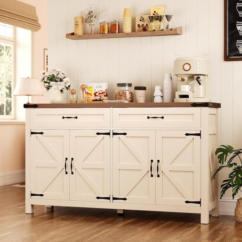 Buffet Cabinet Bar Cabinet Coffee Credenza Sideboard Barn Door Drawer