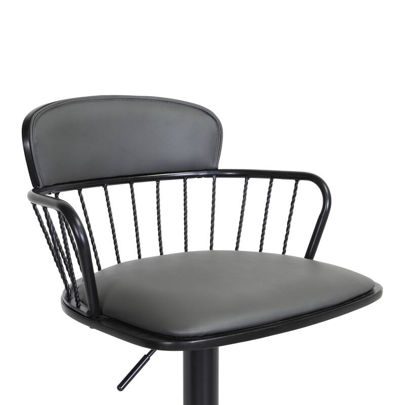 Nash Black Metal Upholstered Adjustable Swivel Bar Stool