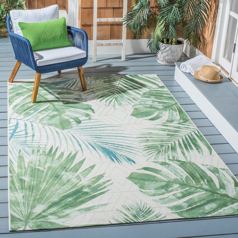 SAFAVIEH Barbados Floare Tropical Indoor/ Outdoor Waterproof Patio Backyard Rug