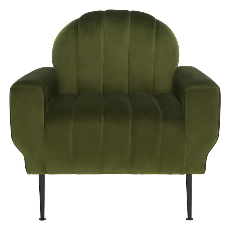 SAFAVIEH Couture Sassa Channel Tufted Accent Chair - 33" W x 34" D x 32" H - 33Wx34Dx32H - Forest Green/Black