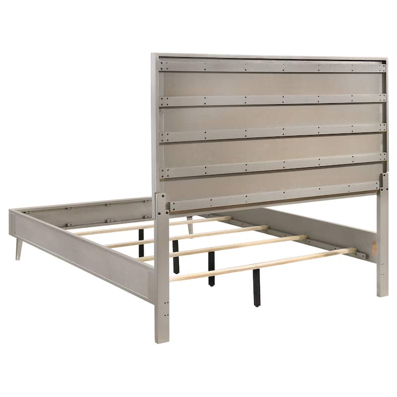 Ramon Modern Classic Wood Panel Bed Metallic Sterling
