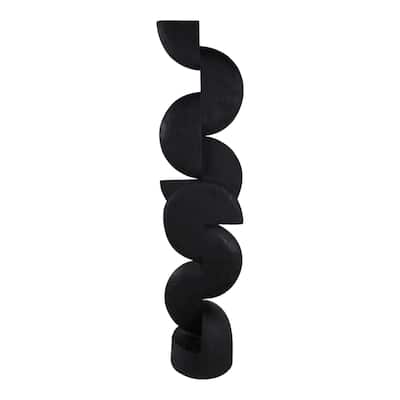 Wood Sculpture Modern Geometric Design for Home Decor - 58" Black - 13.5" x 10.5" x 57.5"