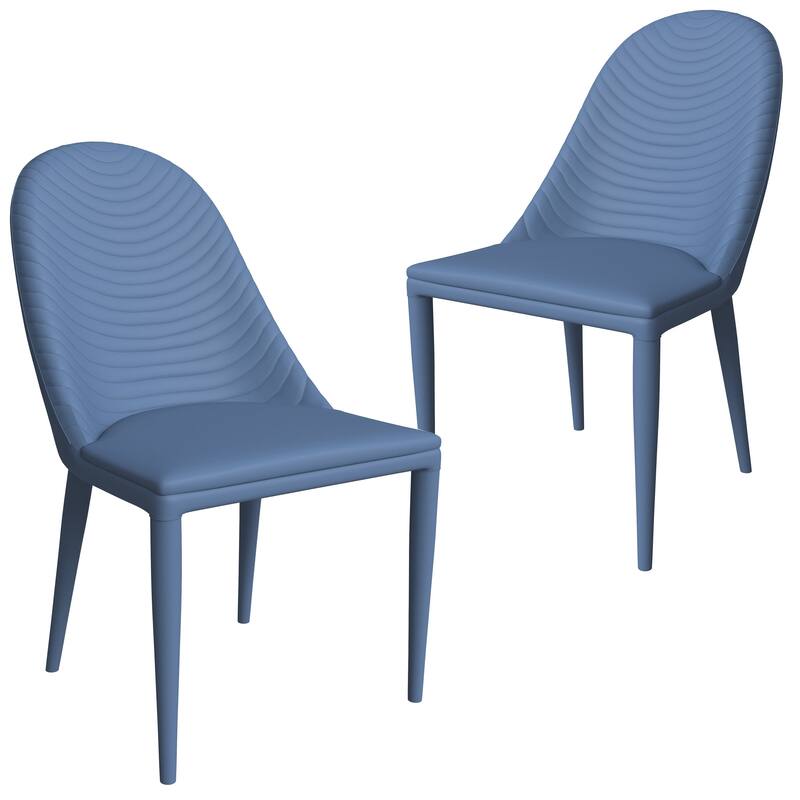 Leather Dining Side Chair with Metal Legs Set of 2 Seville Series - Navy Blue
