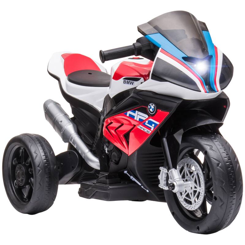 Red Electric Motorcycle with 2 Training Wheels, 6V Kids Motor Vehicle Toy with Headlights, Exclusive Child Car with Horn