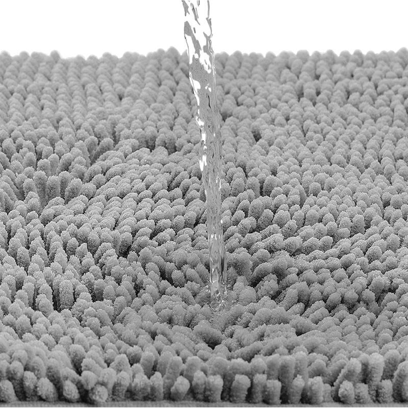 Large 2 Piece Set Dark Grey Soft Cozy Plush Chenille Bath Mat Bathroom Rug