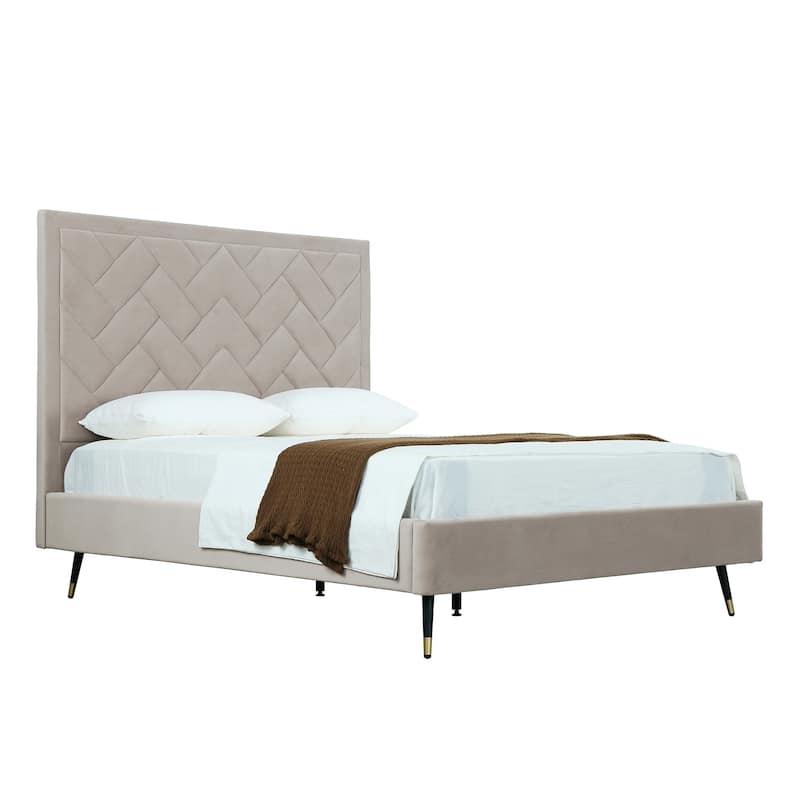 Manhattan Comfort Crosby Velvet Upholstered Bed