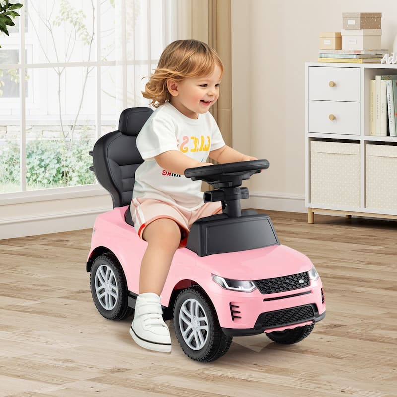 3-in-1 Ride-On Toddler Car with Detachable Guardrail, Retractable Footrest and Safe Design - 33.5" × 16" × 37.5"