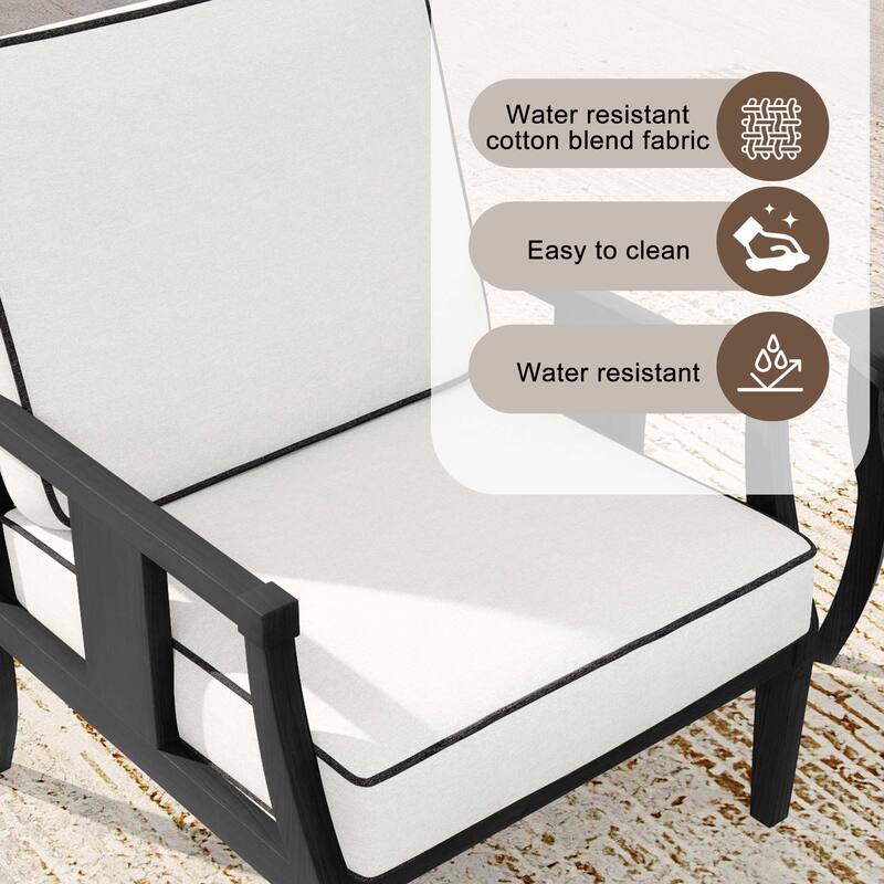 Wood Patio Bistro Set with Water-Resistant Cushions(Set of 3)