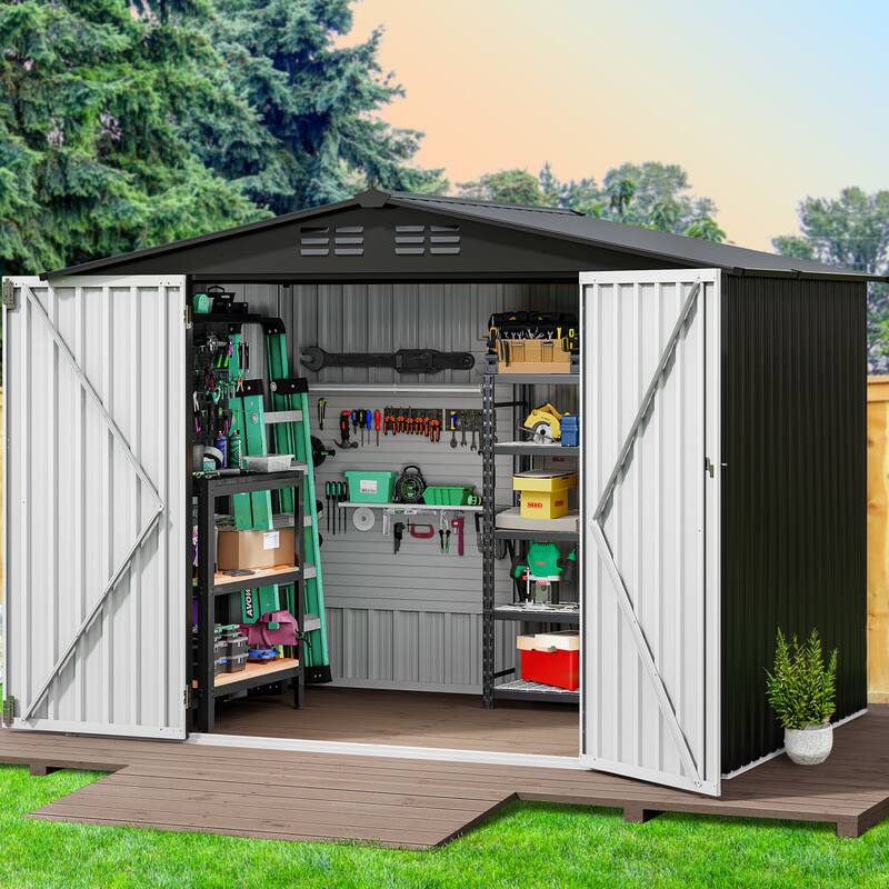 Moasis 8 ft. W x 6 ft. D Steel Storage Shed - Grey