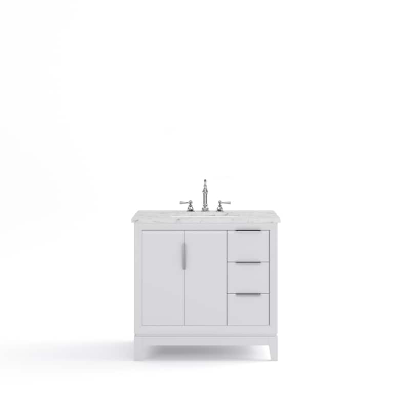 Elizabeth 36" Carrara White Marble Bathroom Vanity With Faucet