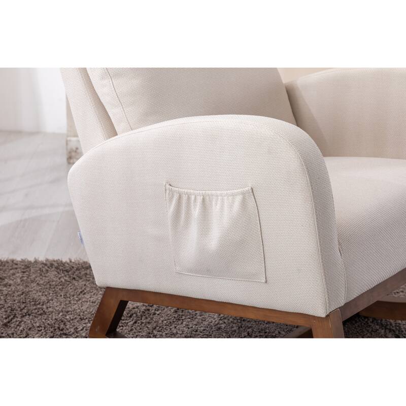 GDFStudio - Amelia Linen Upholstered Rocking Chair with Spacious Seat and Tall Back Design
