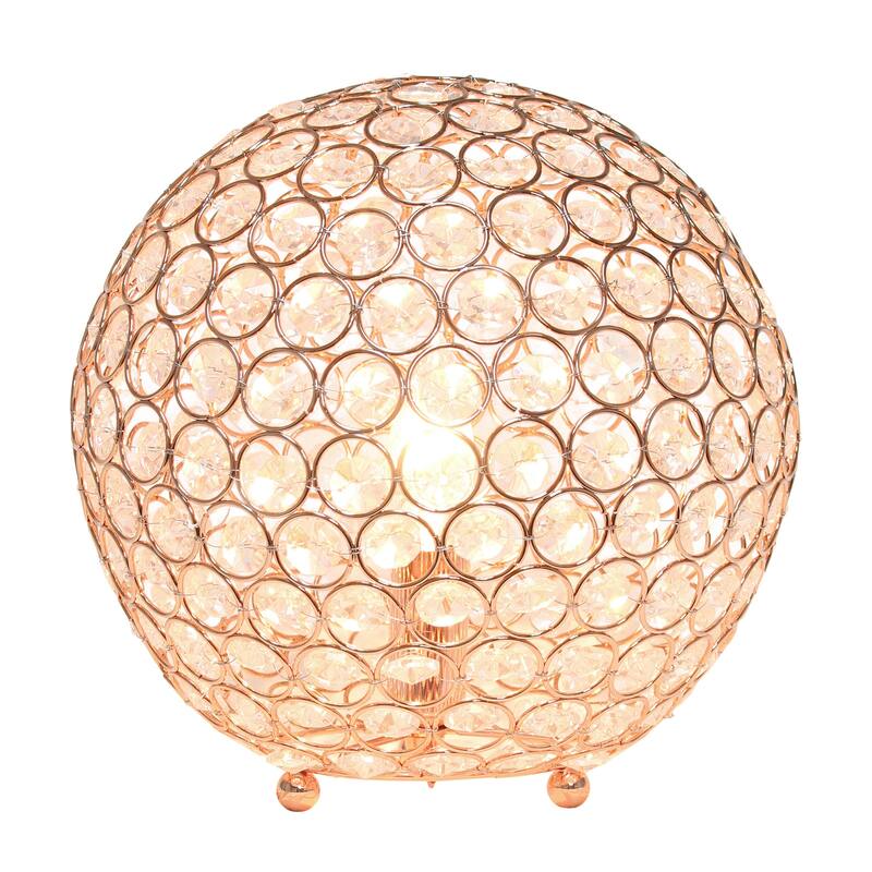 10 in. Rose Gold Finish Table Lamp, Round Lamp for End and Side Table