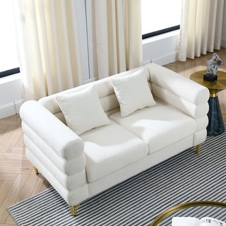 JASIWAY Modern Upholstered Sofa Couch with 2 Pillows - Bed Bath ...