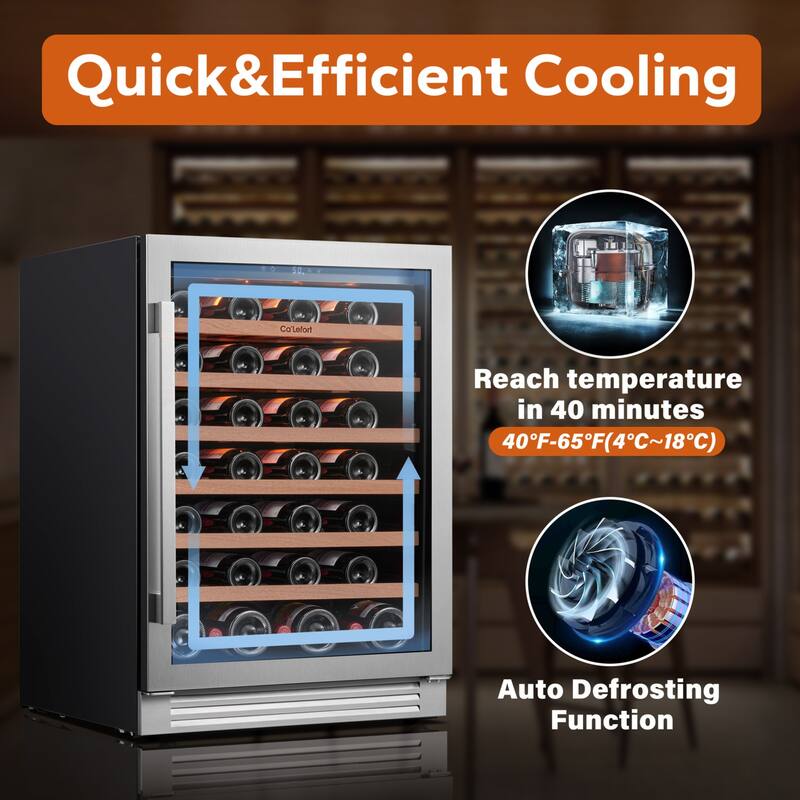 Ca'Lefort 24 inch 56 bottle Built-In Wine Cooler, Stainless Steel Compressor Wine Refrigerator
