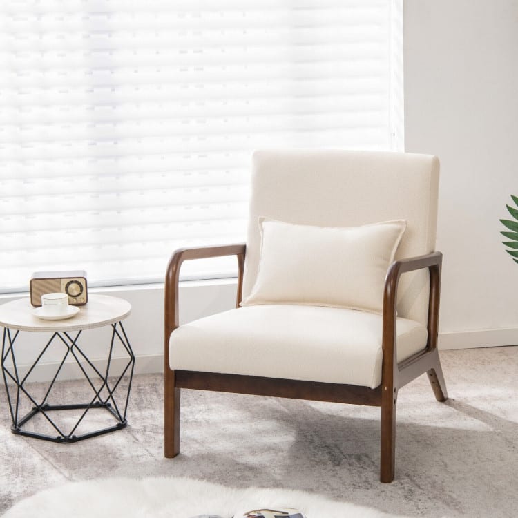 Modern Accent Chair with Rubber Wood Frame and Lumbar Pillow - 31" x 25.5" x 30.5"