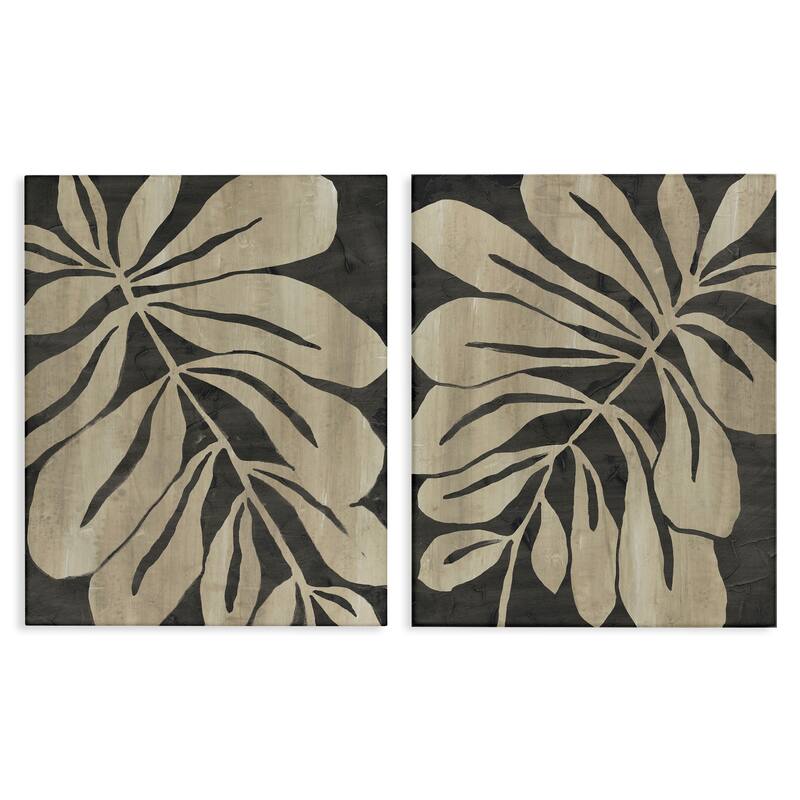 Stupell Rustic Curved Leaves Canvas Wall Art Design By June Erica Vess (Set of 2) - 24 x 30