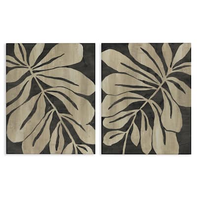 Stupell Rustic Curved Leaves Canvas Wall Art Design By June Erica Vess (Set of 2)