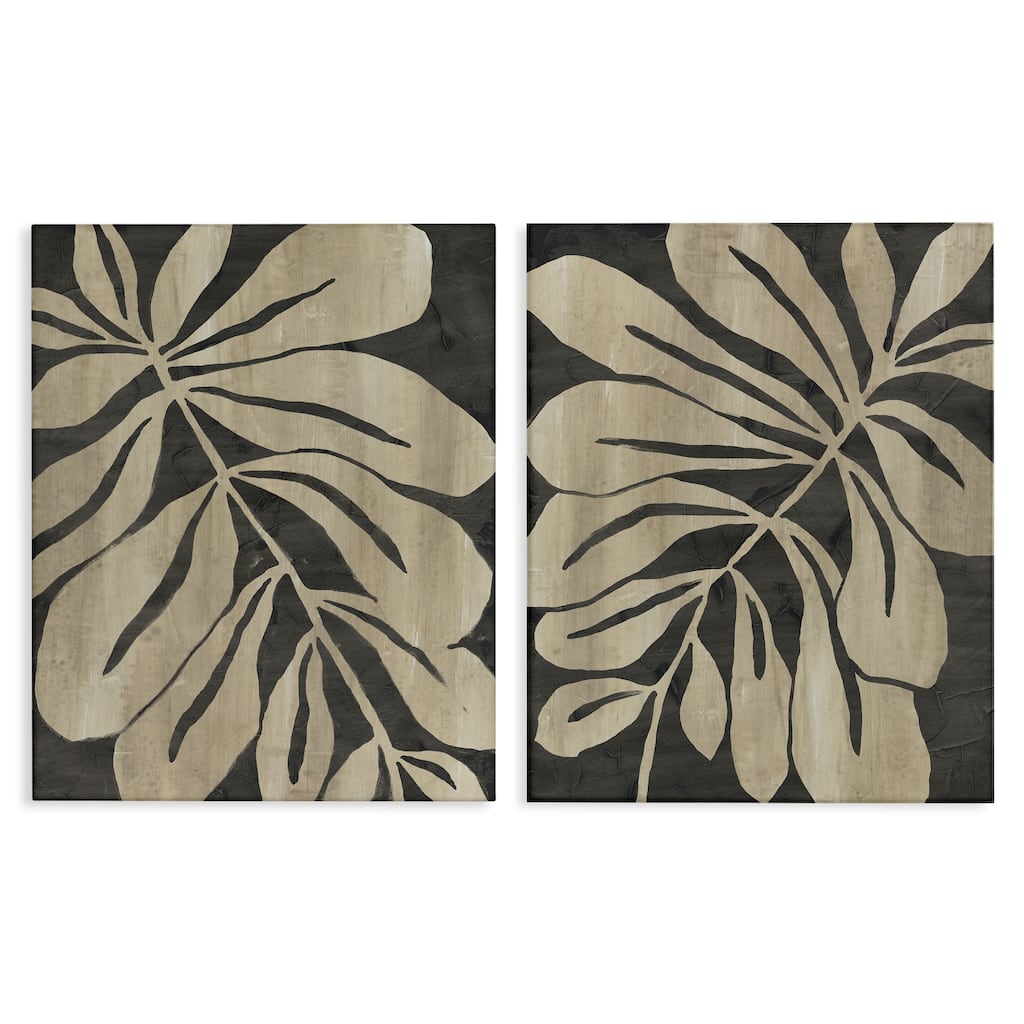 Stupell Rustic Curved Leaves Canvas Wall Art Design By June Erica Vess (Set of 2)