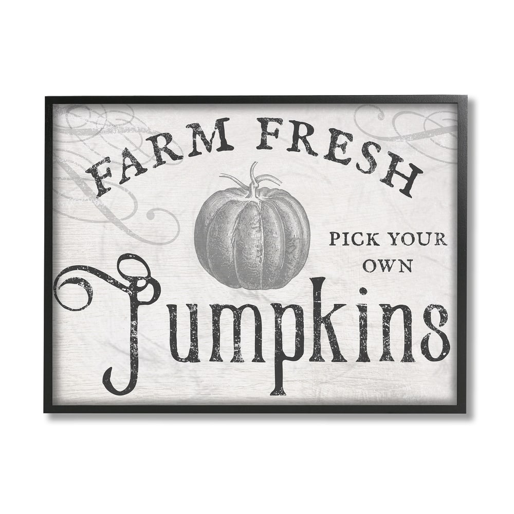 Stupell Vintage Rustic Farm Fresh Pumpkins Sign Framed Wall Art